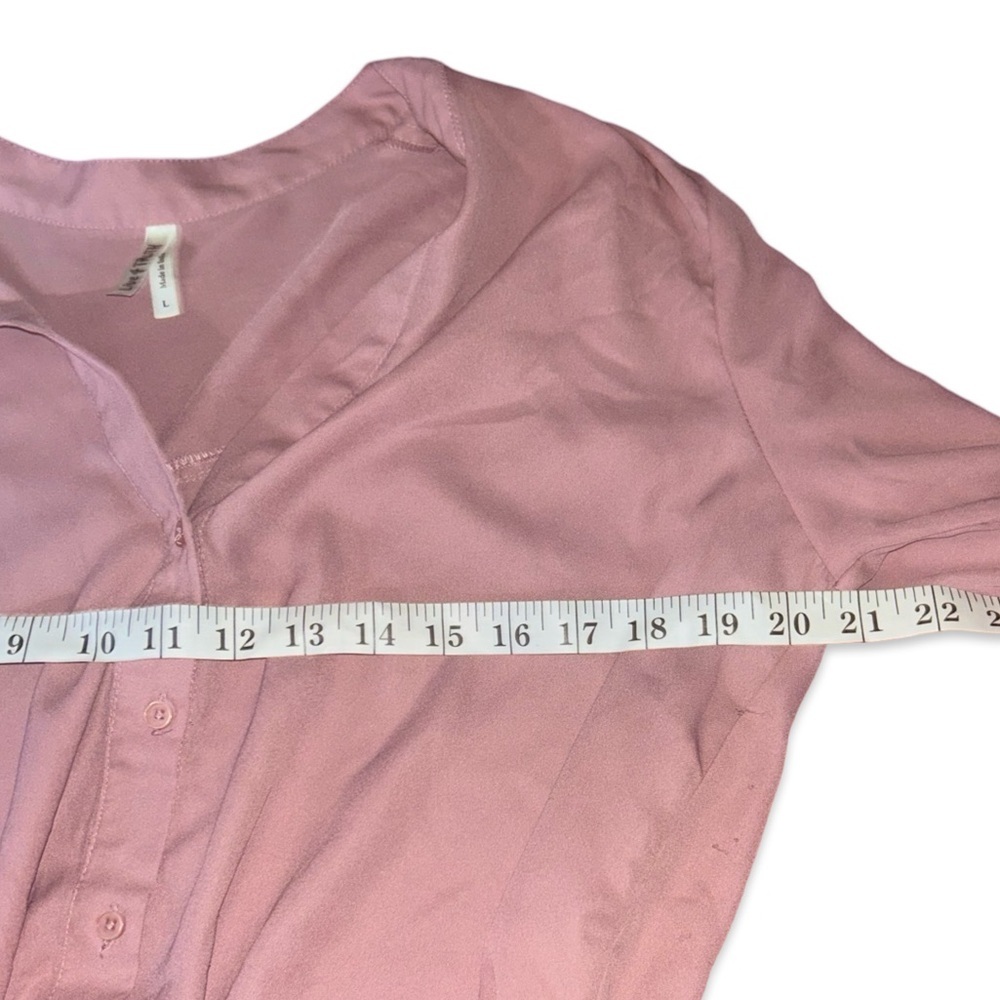 Live 4 Truth Women's Blush Pink Tie Front V-Neck Blouse Size L - Picture 3 of 6